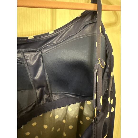 NWOT Lands End Blouson Tummy Hiding Tankini Top in Deep Sea Polka Dot, 12P - Picture 3 of 6